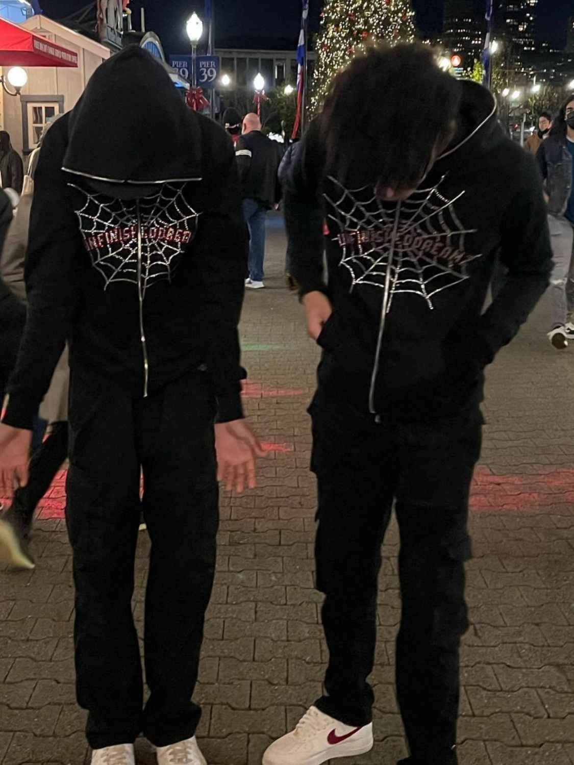 Men's Spider Web Rhinestones Zip-Up Hoodie - Damned Threads